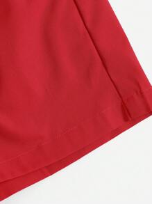 SHEIN Essnce 女士直筒百褶裝飾短褲 - 紅色 - 查看 5