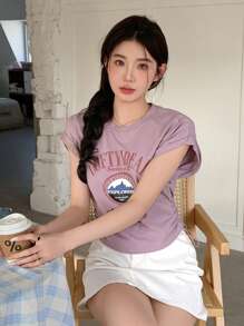 DAZY 女士圓領印花t恤 - 粉色 - 查看 4