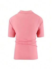 Manfinity Homme Camisa Rosa Texturizada De Manga Corta De Talla Grande Para Hombres