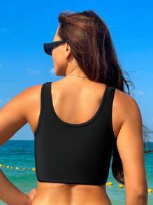 Swim Vcay 女士网眼覆盖比基尼上衣 - 黑色 - 查看 2