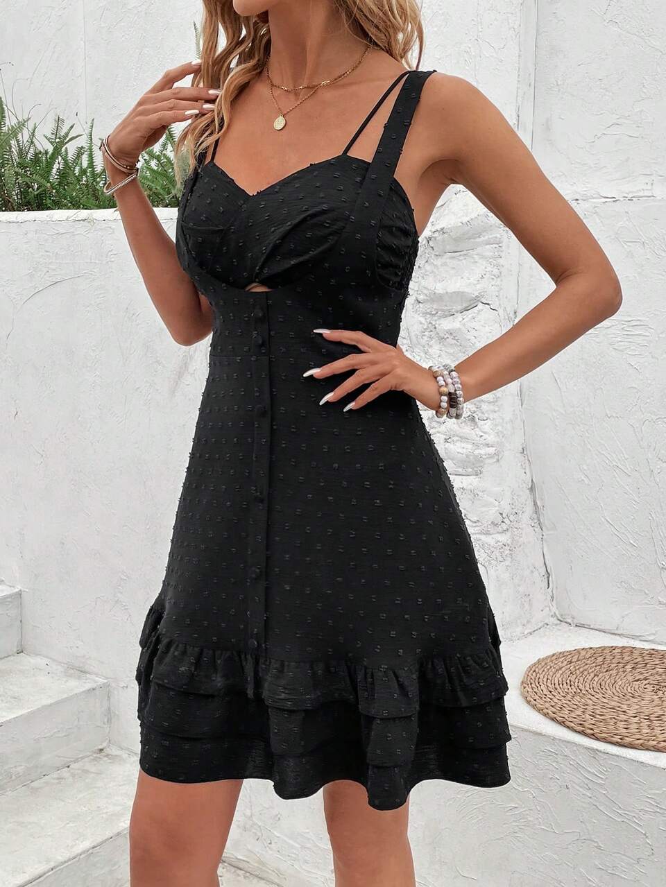 Women's Super Crop Top & Cami Dress Fashionable 2pcs/Set