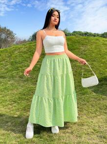 SHEIN MOD Falda De Cuadros De Talla Grande