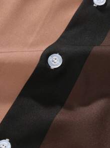 Manfinity Homme Chemise à boutons pour homme à blocs de couleurs à manches courtes, chemise graphique ajustée à boutons - Multicolore - Voir 4