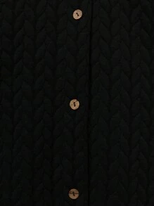 EMERY ROSE 女式大尺碼實色金屬釦裝飾連帽外套 - 黑色 - 查看 4