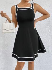 Firerie 對比綁定裙 - 黑色 - 查看 3