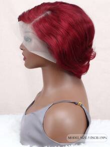 13X4 Transparent Lace Front Pixie Cut Wigs Burgundy Short Human Hair Wigs - S99J - View 2