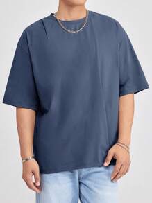 SWAVVY Loose Fit Men's Oversized Knit Casual T-Shirt, Summer