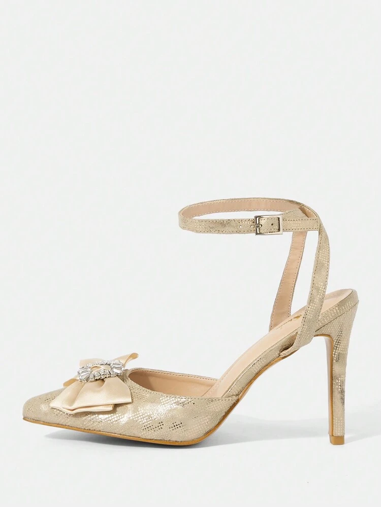 Women'S Fashionable High Heels With Bow Decoration