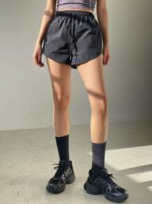 DAZY Ladies' Elastic Waist Drawstring Shorts Summer - Black - View 5