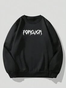 Manfinity LEGND Plus Size Men's Skeleton Print Round Neck Sweatshirt - Black - View 2