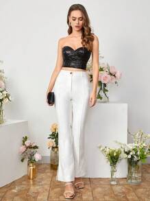 SHEIN BAE Slit Hem Flare Leg Pants