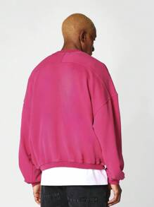 SUMWON Sudadera oversize con estampado gráfico frontal - Rosa Fucsia - Ver 2