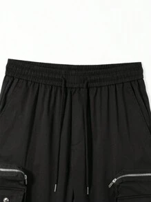 Manfinity Hypemode Men's Solid Color Cargo Pants - Black - View 5