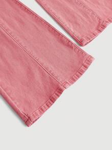 SHEIN MOD Vrouwen Roze Hoge taille Stretch Uitlopende broek - Roze - Bekijken 4