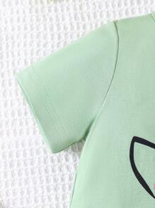 Baby Girl 2pcs Simple Casual Unicorn Printed Short Sleeve T-Shirt And Long Pants Combo Set For Spring/Summer - Multicolor - View 5