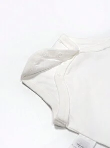 男嬰素色背心連體衣 - 白色 - 查看 6