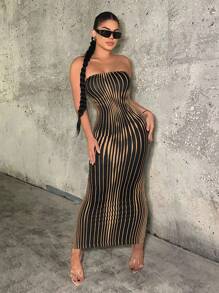 SHEIN SXY Women's Striped Tube Bodycon Dress Birthday Outfit
Spring Women Clothes
Prom Dress
Valentine Day Dress 
Date Night Dress 
Bachelorette Party - Apricot - View 4