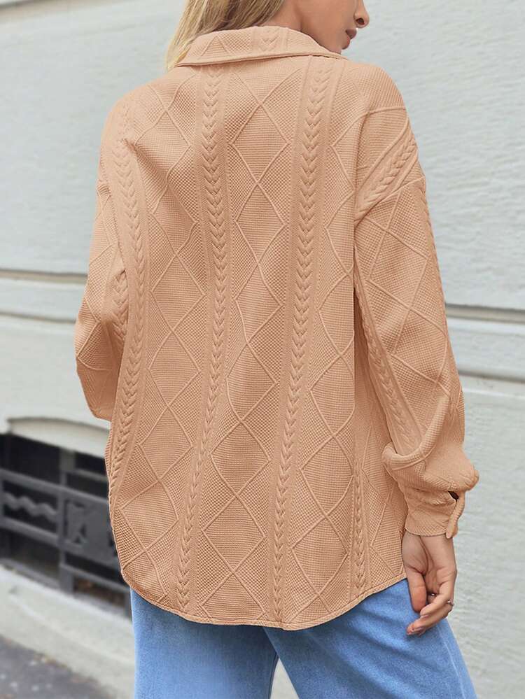 Women's Button Up Shirt With Drop Shoulder Sleeves