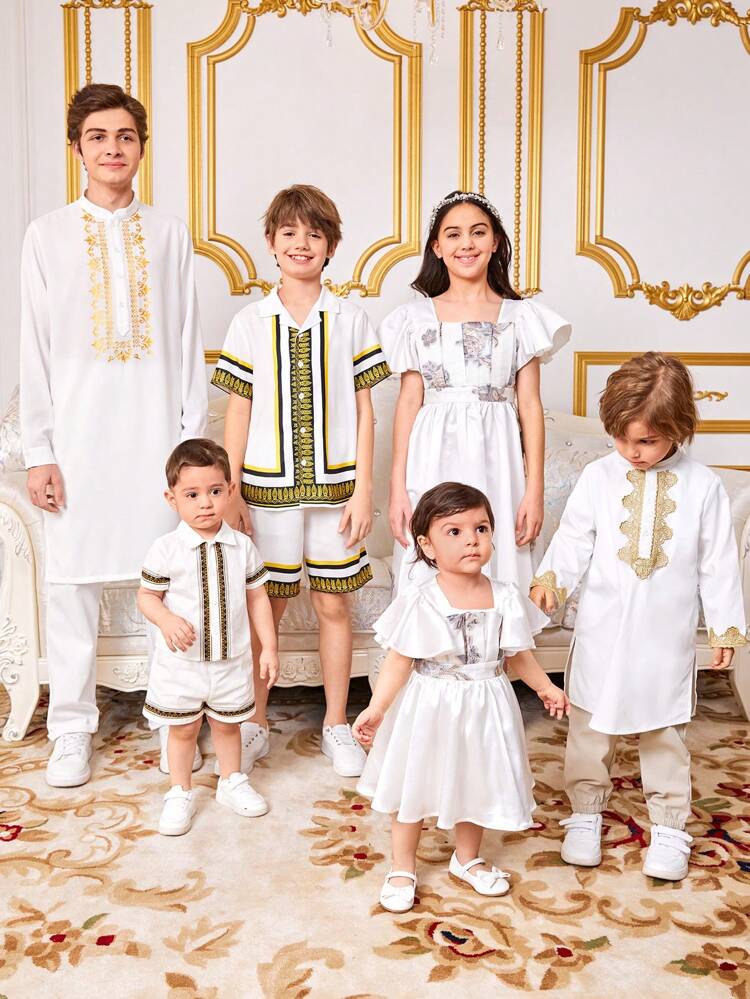 Tween Boys' Loose Fit Revere Collar Printed Short Sleeve Shirt And Shorts Set