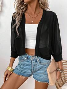 SHEIN LUNE Women's Perspective Cropped Jacket