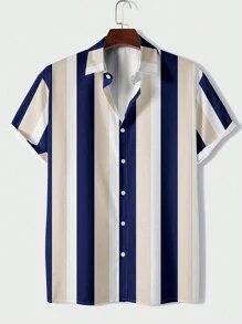 Manfinity Dauomo Men Striped Print Shirt - Yellow - View 1