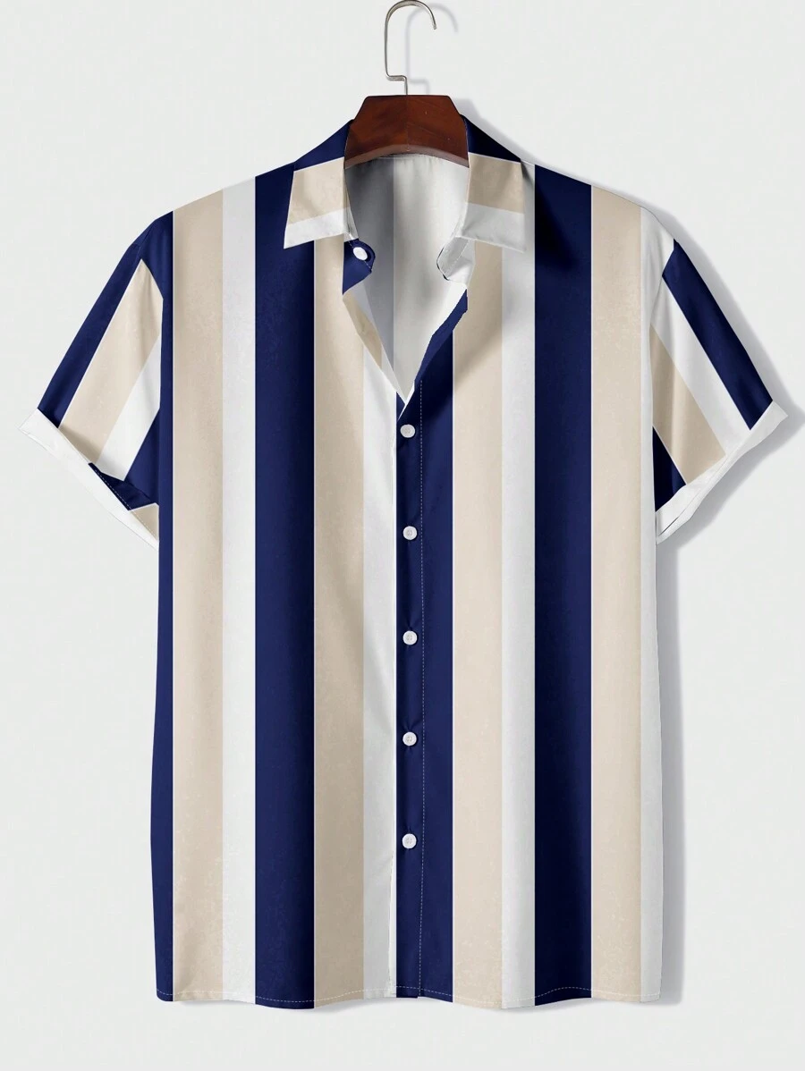 Manfinity Dauomo Men Striped Print Shirt - Yellow - View 1