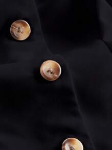 SHEIN MOD Women's Puff Short Sleeve Solid Color Shirt - Black - View 4