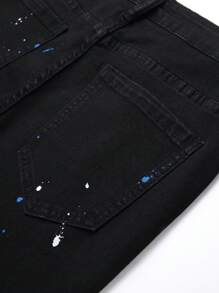 Manfinity Roughcore Nam Denim Quần jean Với Có khóa kéo Patch Thiết kế - màu đen - Xem 5