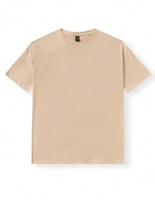 SHEIN Artist Women Loose Fit Casual Short Sleeve T-Shirt, Round Neck, Long And Baggy For Spring/Summer, Holiday, Vacation, Festival