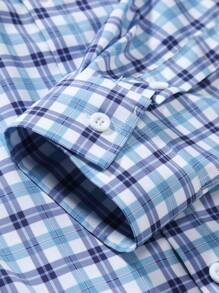 Manfinity Homme Men's Plaid Graphic Vintage Long Sleeve Collar Shirt, For Dad And Me, Work, Daddy, For Fall