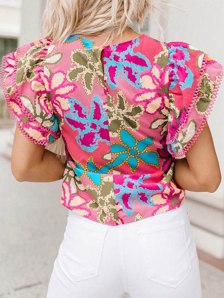 Women's Ruffle Print Shirt | SHEIN USA