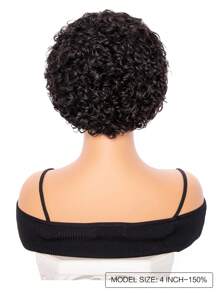 Transparent Lace Water Wave Pixie Cut 12 X 1 Curly Lace Frontal Wigs 150% Density 4 Inch Natural Black Color Pre-Plucked Natural Hairline Human Hair