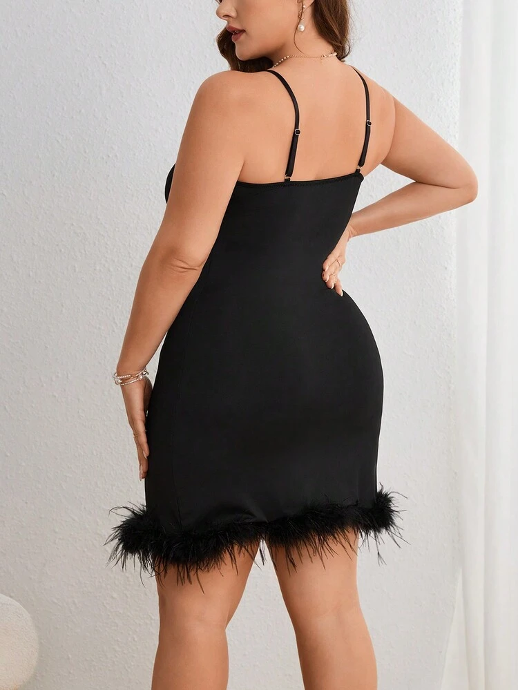 Plus Size Women's Elegant & Exquisite Rhinestone Chain & Splice Tight Sleeveless Dress