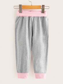 SHEIN Camiseta Joven Con Diseño De Corazón Y Pantalones Deportivos A Juego - Gris - Ver 5