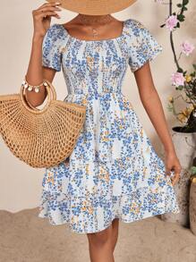 Breezaya Women's Floral Print Wrap Short Sleeve Dress - Multicolor - View 3