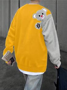 Manfinity Hypemode Men's Round Neck Long Sleeve Sweatshirt With Bear Embroidery - Yellow - View 2