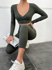 EURMUSE Women Two-Piece Outfits - Army Green - View 1