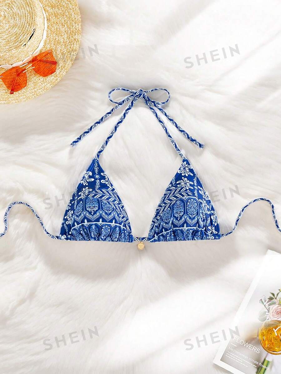 Swim Mod Top de traje de baño de verano (estampado aleatorio) para festival de música