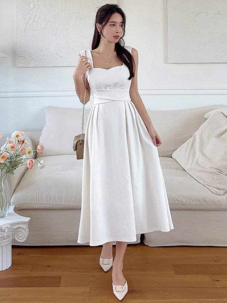 Women's Back Tie Sweetheart Neck Sleeveless Dress Sundress,Casual Women Dresses Maxi Dress