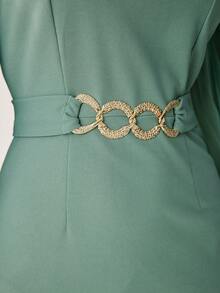 Modelyn 女士打摺燈籠袖多層紗裙碎花連衣裙，婚禮嘉賓裙 - 綠色 - 查看 4