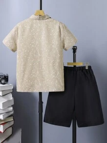 Teen Boy's Star And Dot Print Shirt And Shorts Set - Multicolor - View 2