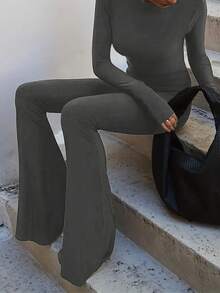 SHEIN SXY Ladies' Long Sleeve Backless Jumpsuit - Dark Grey - View 2