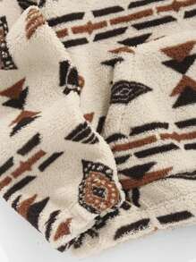 Chillumni 宽松男士连帽运动衫，几何印花，袋鼠口袋和抽绳，长袖，外出，连帽衫，图案，牛仔西部连帽衫男士冬季连帽衫 - 杏色 - 查看 5