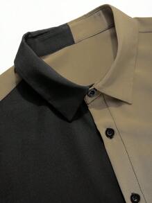 Manfinity Homme 男士撞色短袖衬衫短裤套装，色块，家庭搭配，度假，我爱我的男朋友，艺术衬衫