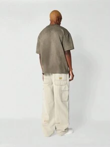 SUMWON 宽松实用木匠工作裤休闲阔腿牛仔裤，多口袋舒适街头装幸运符节日表演裤 - 綠色 - 查看 5