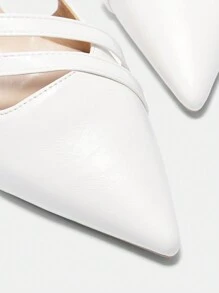 SHEIN Scarpe Col Tacco Alto Da Donna, Punta Appuntita, Tacco A Stiletto, Bianco, Con Cinturino Vuoto Sulla Parte Posteriore - Bianco - Visualizzare 6
