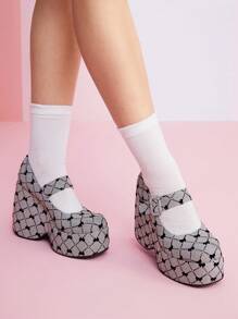 SheIn MOD Giày đế bệt mũi tròn ngoài trời dành cho nữ, khối màu trắng đen thời trang có khóa - Đen và trắng - Xem 2