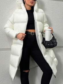 RueChic Plus Size Women'S Hooded Warm Coat - White - View 3