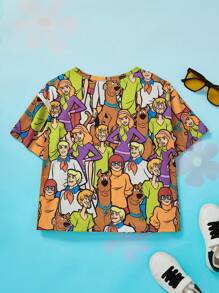 SCOOBY-DOO X SHEIN Tween Boy Cartoon Graphic Tee - Multicolor - View 2