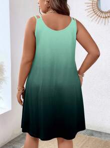 Calvaya Kích thước lớn Màu sắc thay đổi dần Dây đeo Mì Ý  Đầm - màu xanh lá - Xem 2
